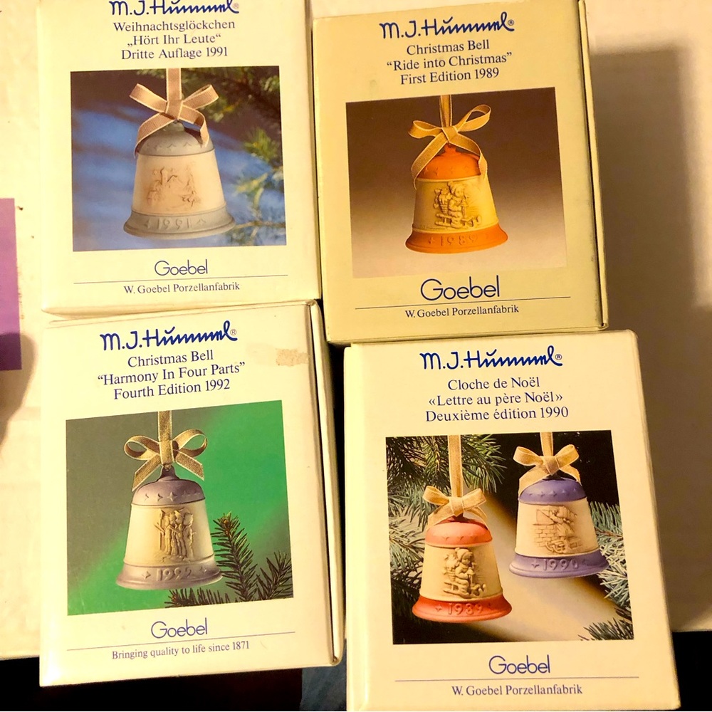 M.J. Hummel Christmas bells, new in original boxes